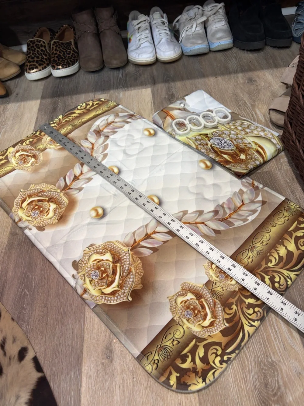 4 piece bathroom set AND shower curtain hooks new in poly bag